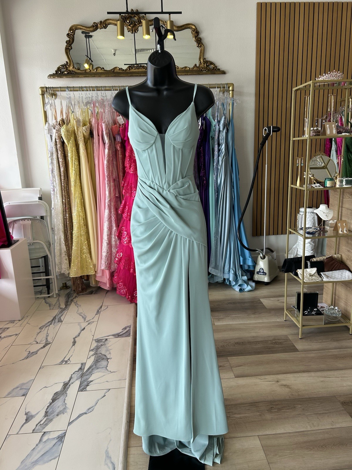 New Long Dress In Pale Sage Size 0