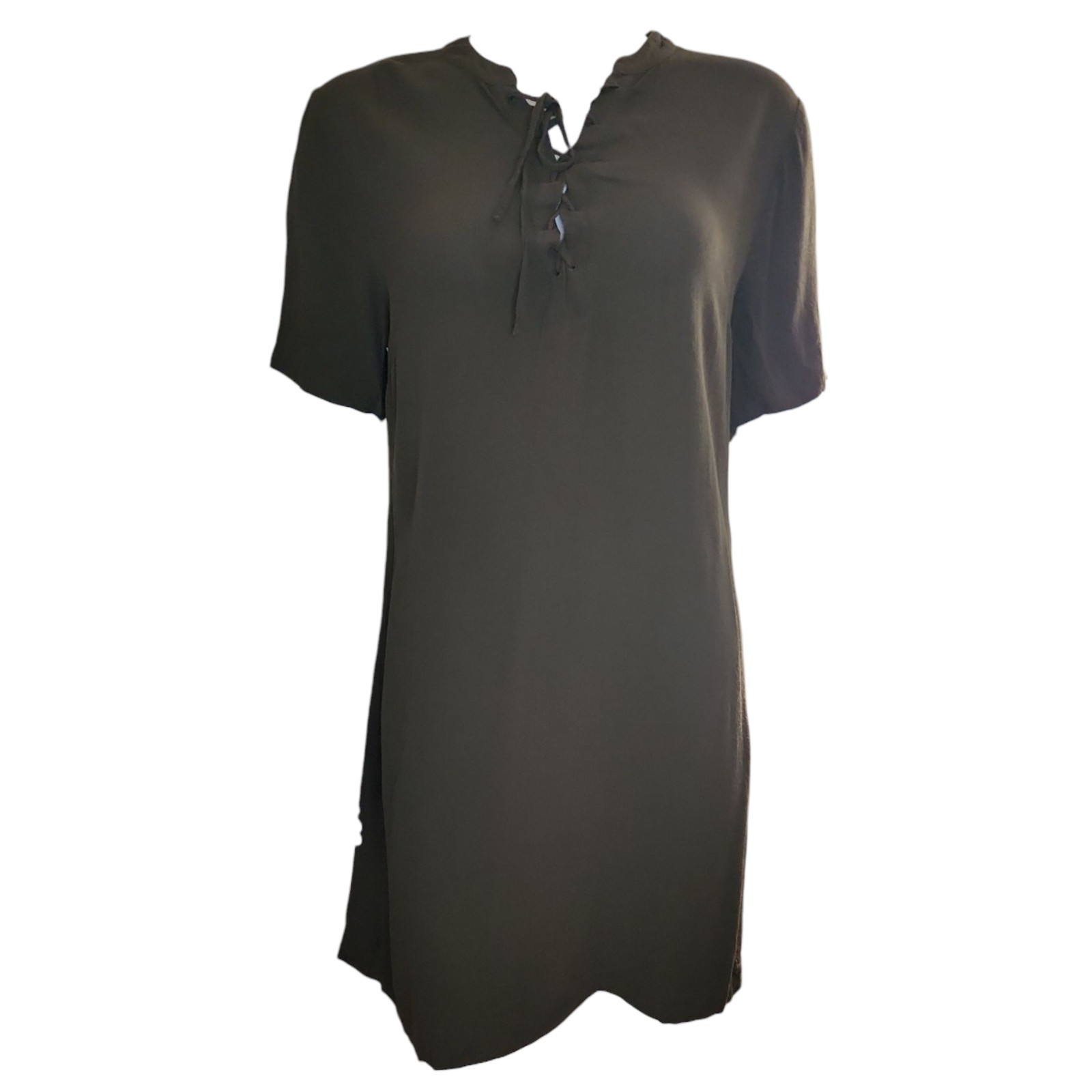 Madewell Dress Womens Size M Medium Novella Olive Green Lace Up Pullover Forest