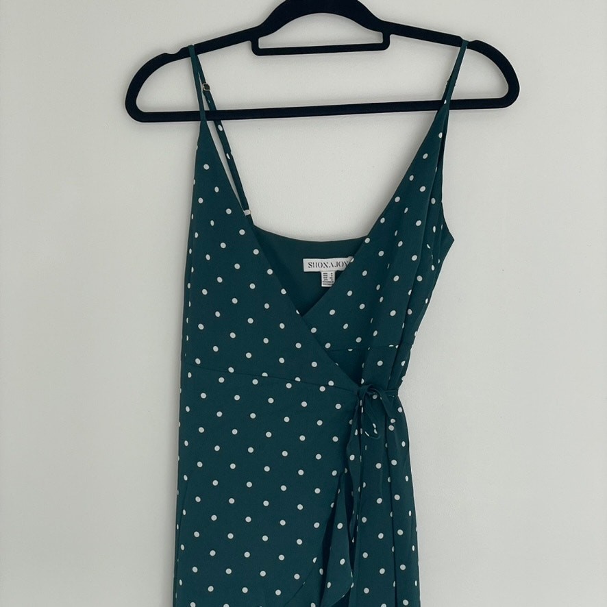 Shona Joy Wrap Dress | Emerald & Ivory Spot Print | US 2