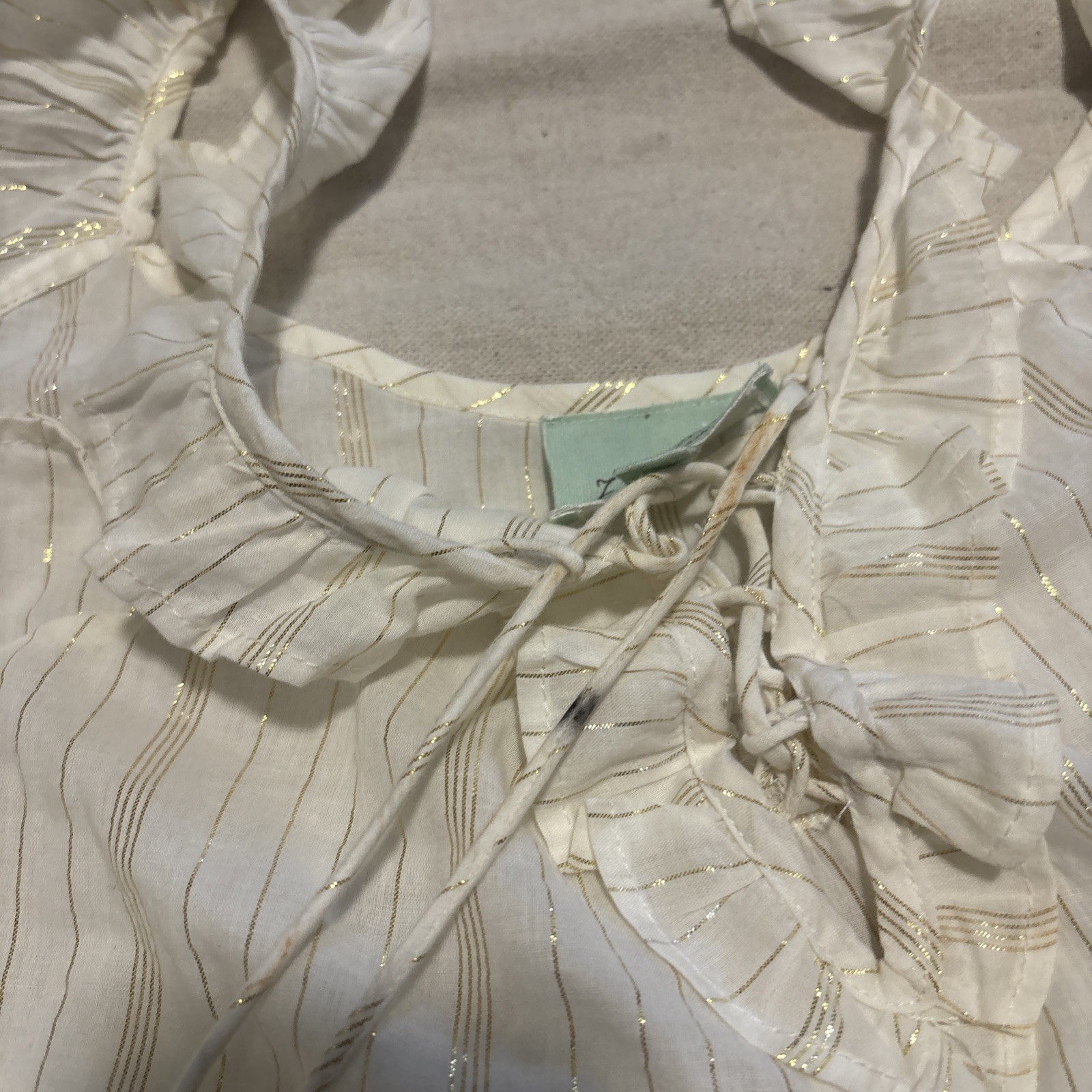 True Destinations Maxi Dress womens Size Medium Ivory Gold Resort Wear