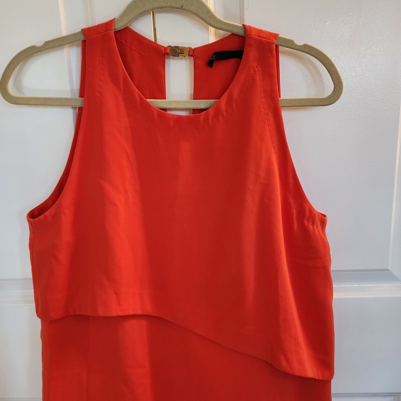 Sfera Layered Front Crew Neck burnt orange tiered sleeveless mini Dress M/L