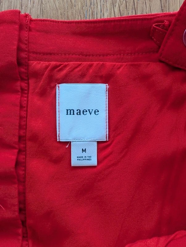 Maeve Anthropologie Red Playsuit Romper Size M BNWT Fit & Flare Button Front