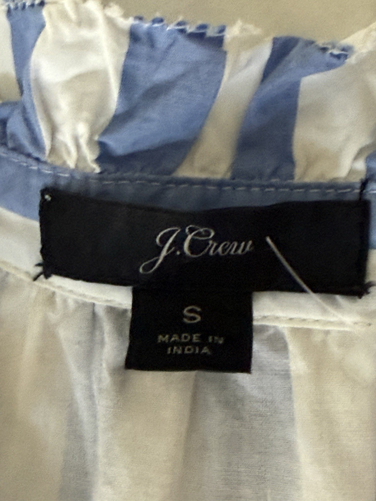 J. Crew SMALL Blue White Tiered Cotton Poplin Dress in Barrie Stripe