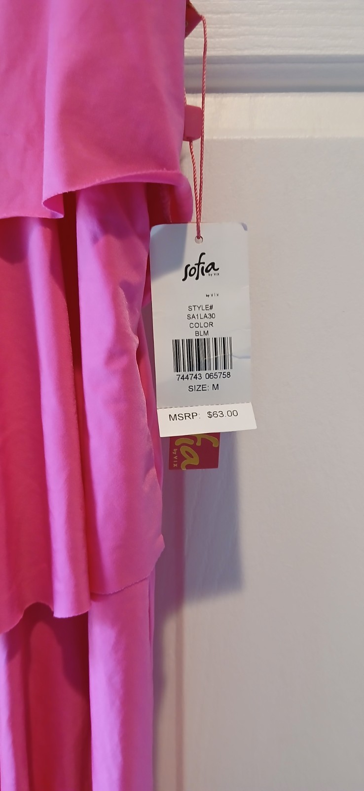 Sofía Vergara Hot Pink Ruffles Tank Dress Mini M beach dress or top