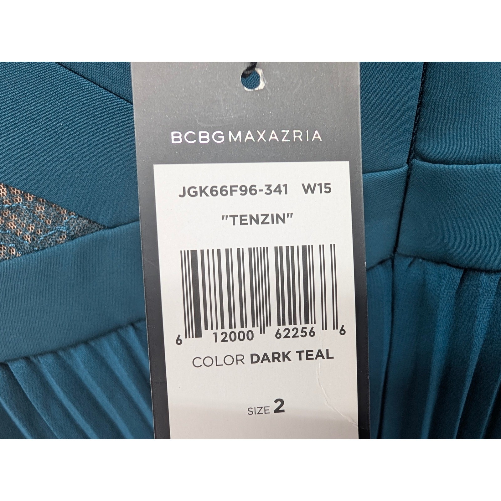 BCBGMAXAZRIA Tenzin Lace Pleated Cocktail Mini Dress Dark Teal Size 2 Party NWT