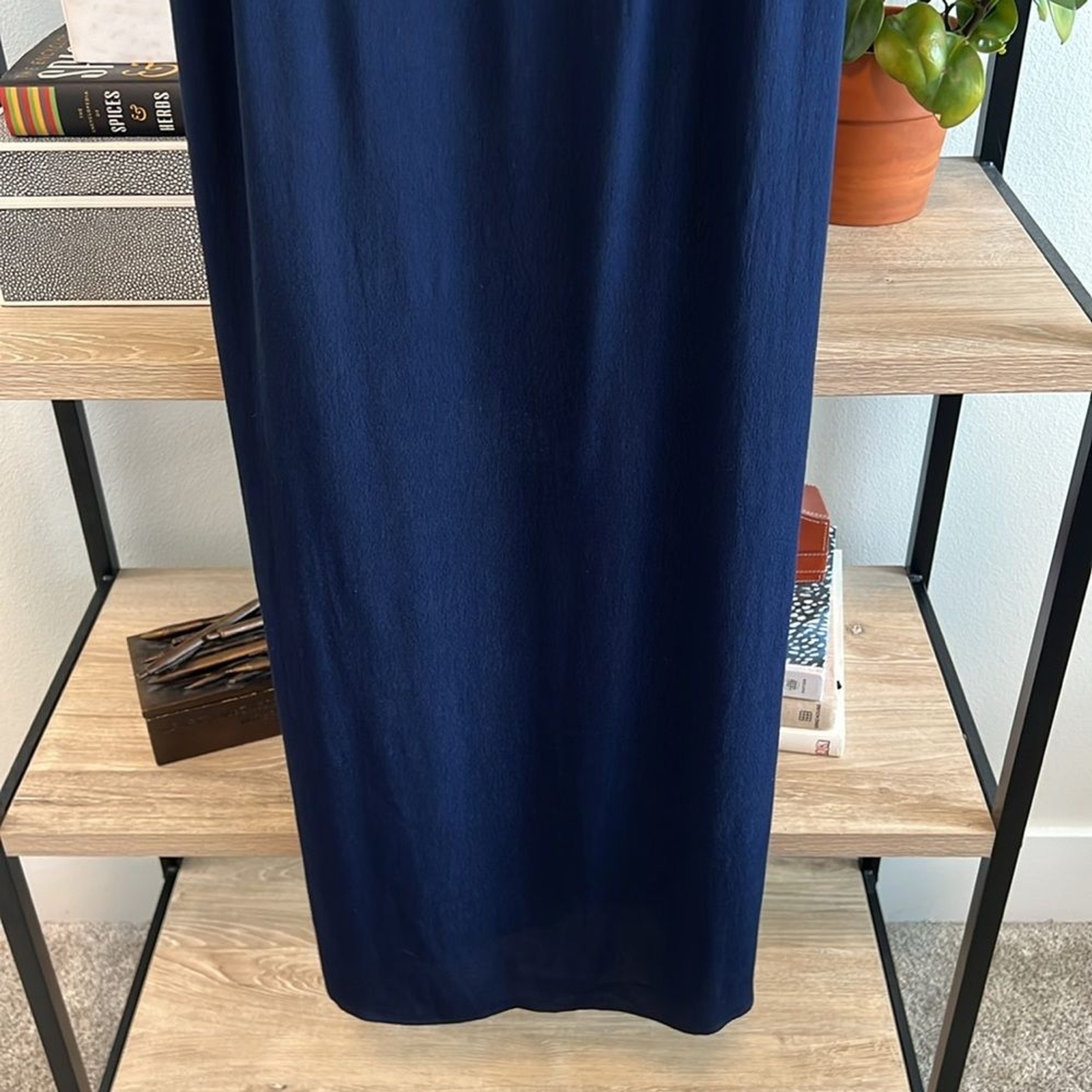 J.Crew Navy Button-Back Woven Crepe Slip Midi Dress, 0