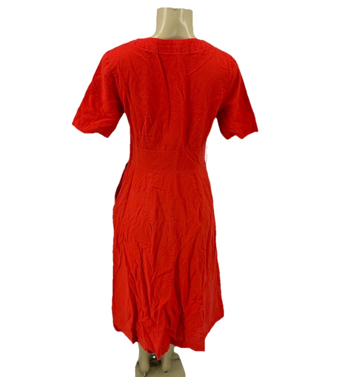 Boden Size 6 Regular Women V-neck Fit Flare Midi Dress Linen Cotton Blend J4