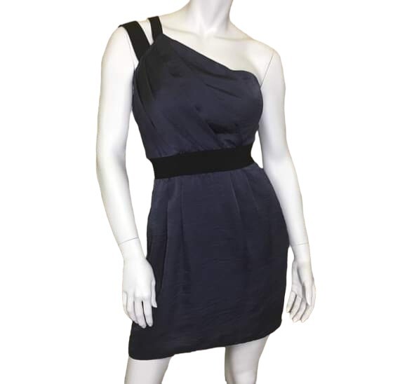 BCBGeneration One Shoulder Mini Dress Navy Blue Short