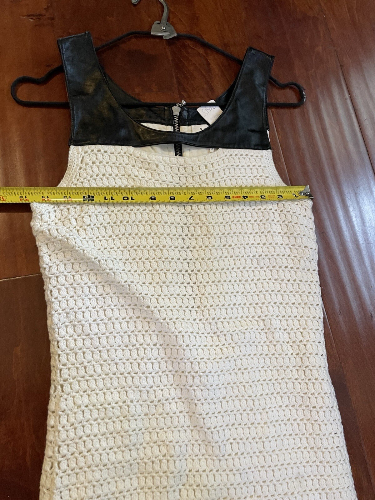 Sandro Mini Cotton Knit dress genuine sheepskin leather collar SZ:1