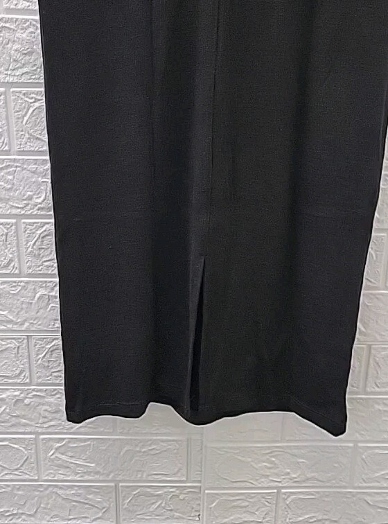 New Marine Layer Lexi Rib Mock Neck Back Slit Midi Dress Black Size Medium