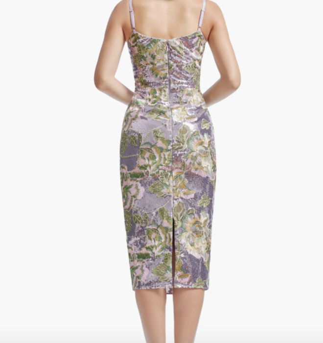 NEW, Dress The Population Blakely Sequin Floral Embroidery Dress Sz M #MD1776