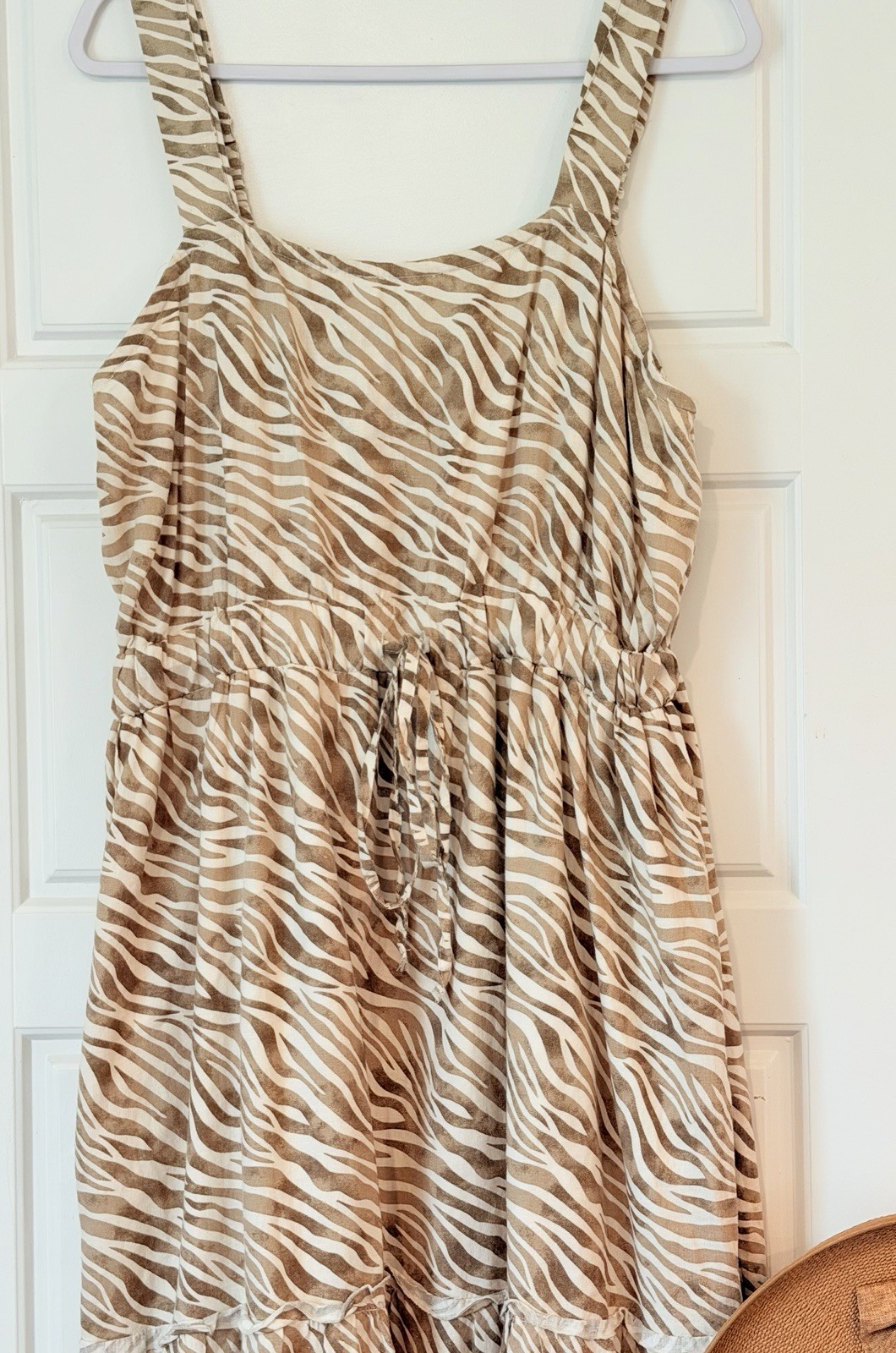 Cactus And Pearl Beige And Cream Zebra Print Sundress XXL