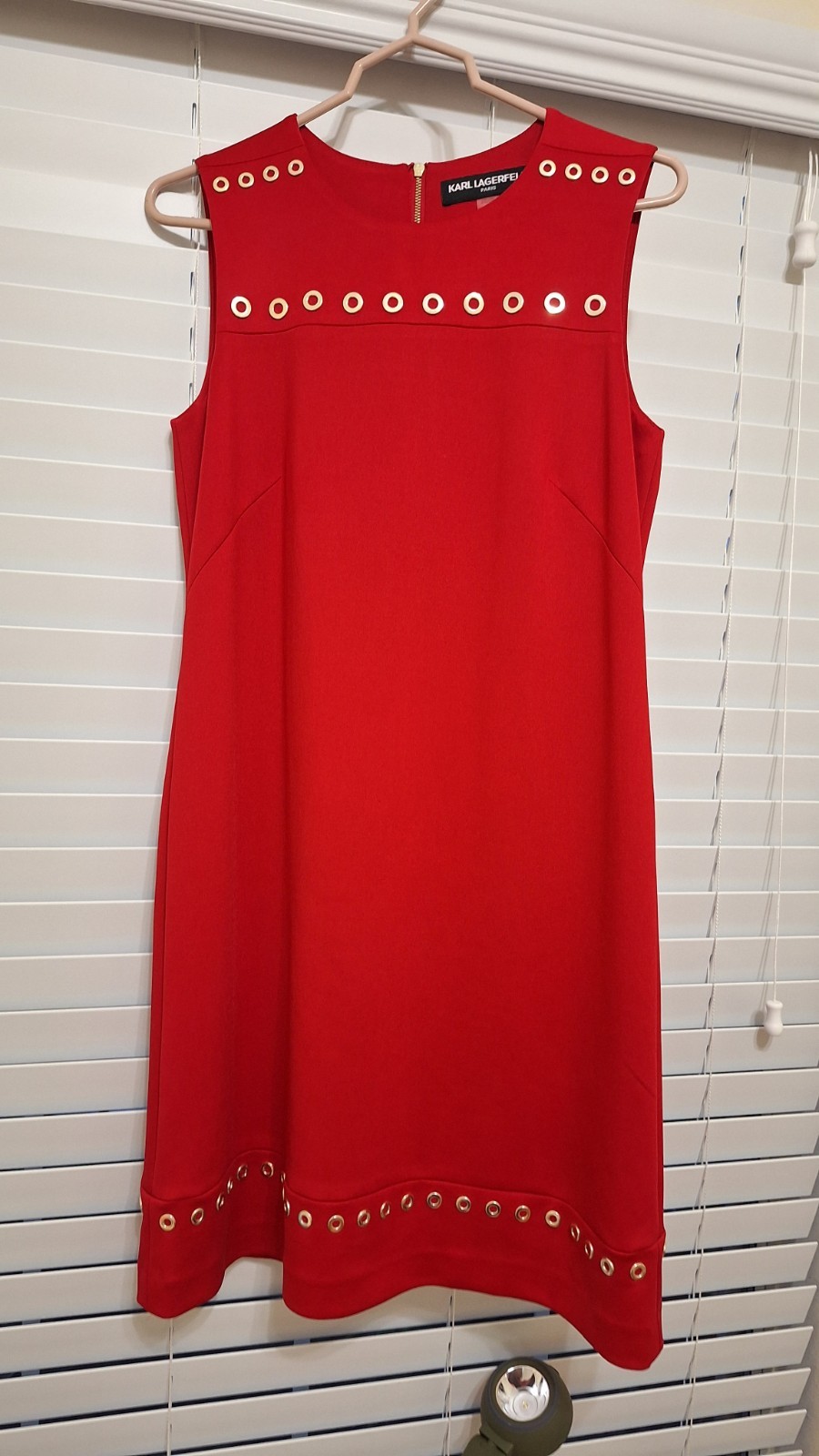 Women size 8 Red dress Karl Lagerfeld EUC below knee