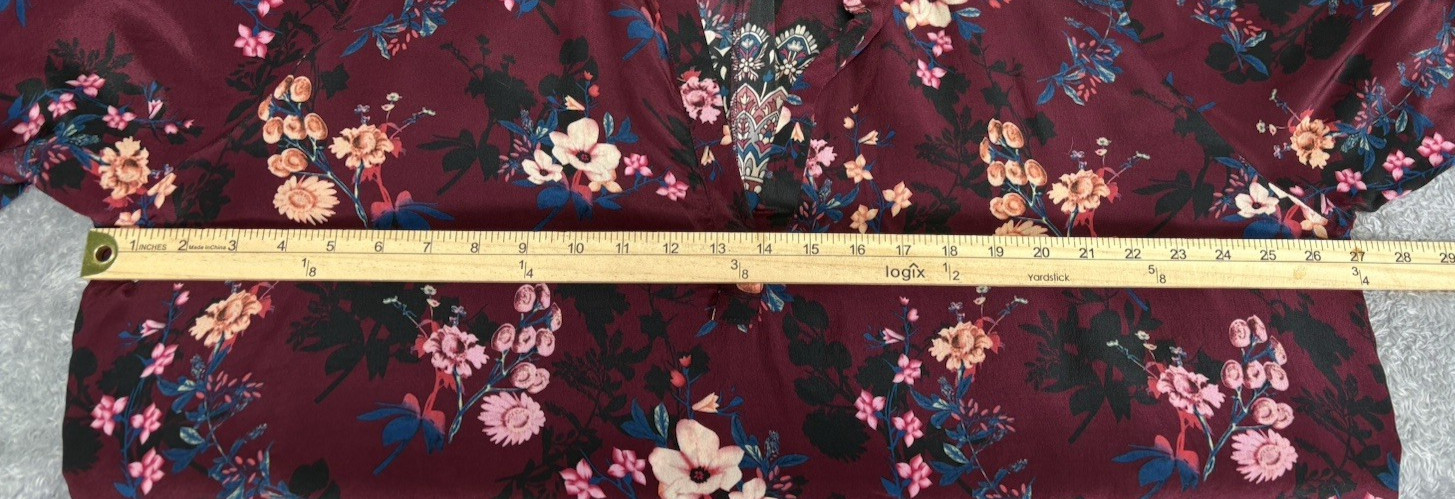 Tolani Burgundy Floral Mandala Silk High Low Tunic Dress Boho 2X Women’s Plus