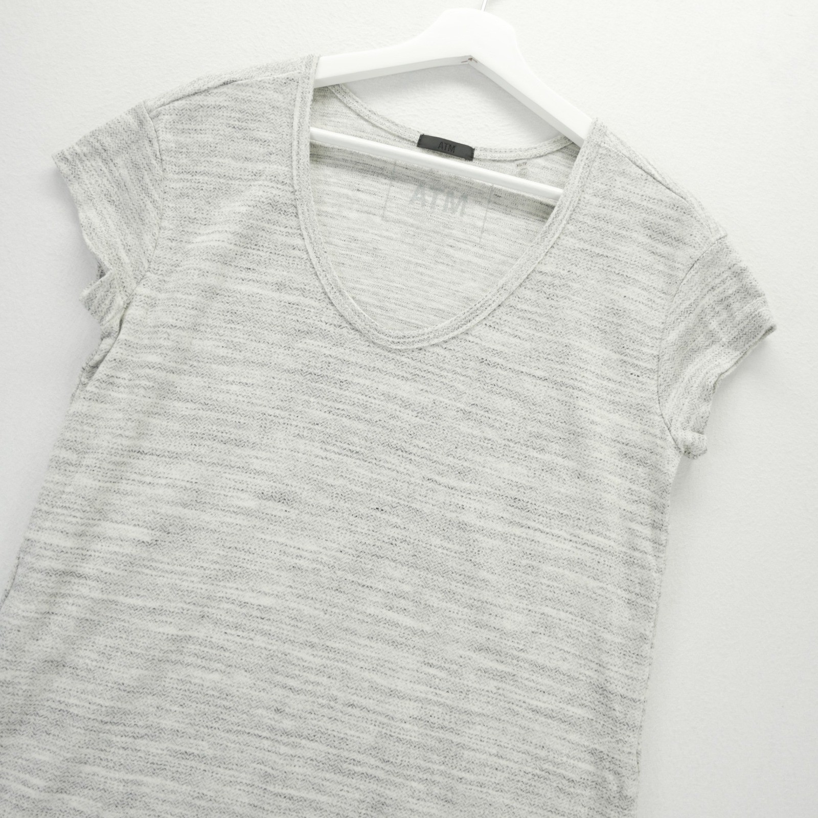 ATM Anthony Thomas Melillo Grey Space Dye Scoop Neck T-Shirt Dress XS AW2102-OX