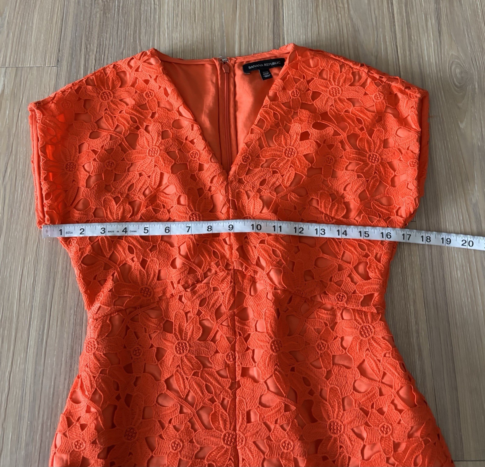Banana Republic Dress Mini Orange Crochet Knit V-Neck Women 00P Office Wedding
