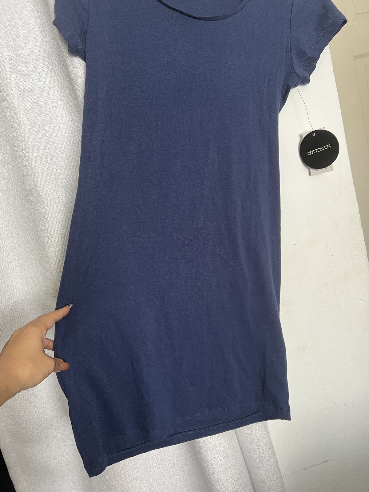 Cotton On Women Size Small Washed Navy Blue Bodycon T-Shirt Dress Short Sleeve