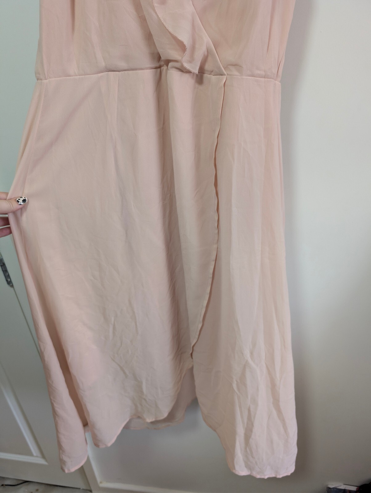 VILA Blush Pink Halterneck Midi Dress EU 40 UK 12 Ruffle Occasion Summer