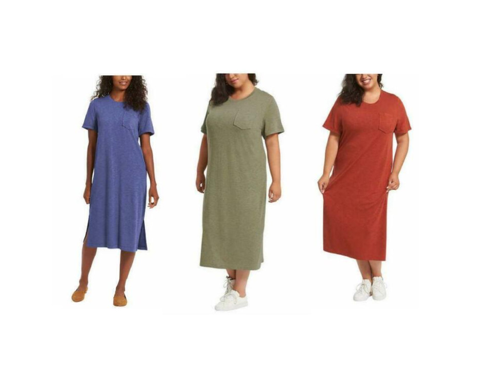 NWT Jessica Simpson Women’s Midi Length Pocket Tee Dress Size XS S L XL 2XL $65
