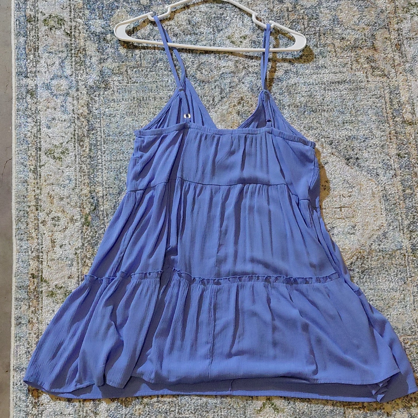 decree Blue Layered Sleeveless V-Neck Short Sundress Straps Size L