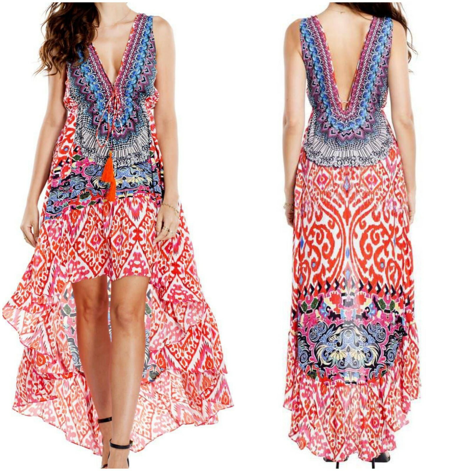 La Moda Sunset Diva Hi Low Resort Wear Dress/Beach Cover up, Size S/M & L/XL