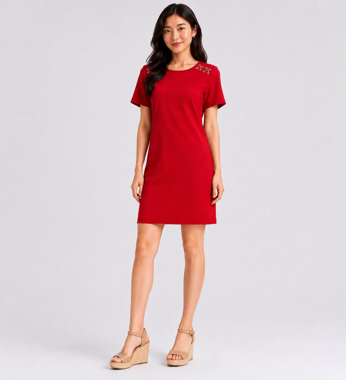 Tommy Hilfiger Scarlet Red T-Shirt X Detail Dress