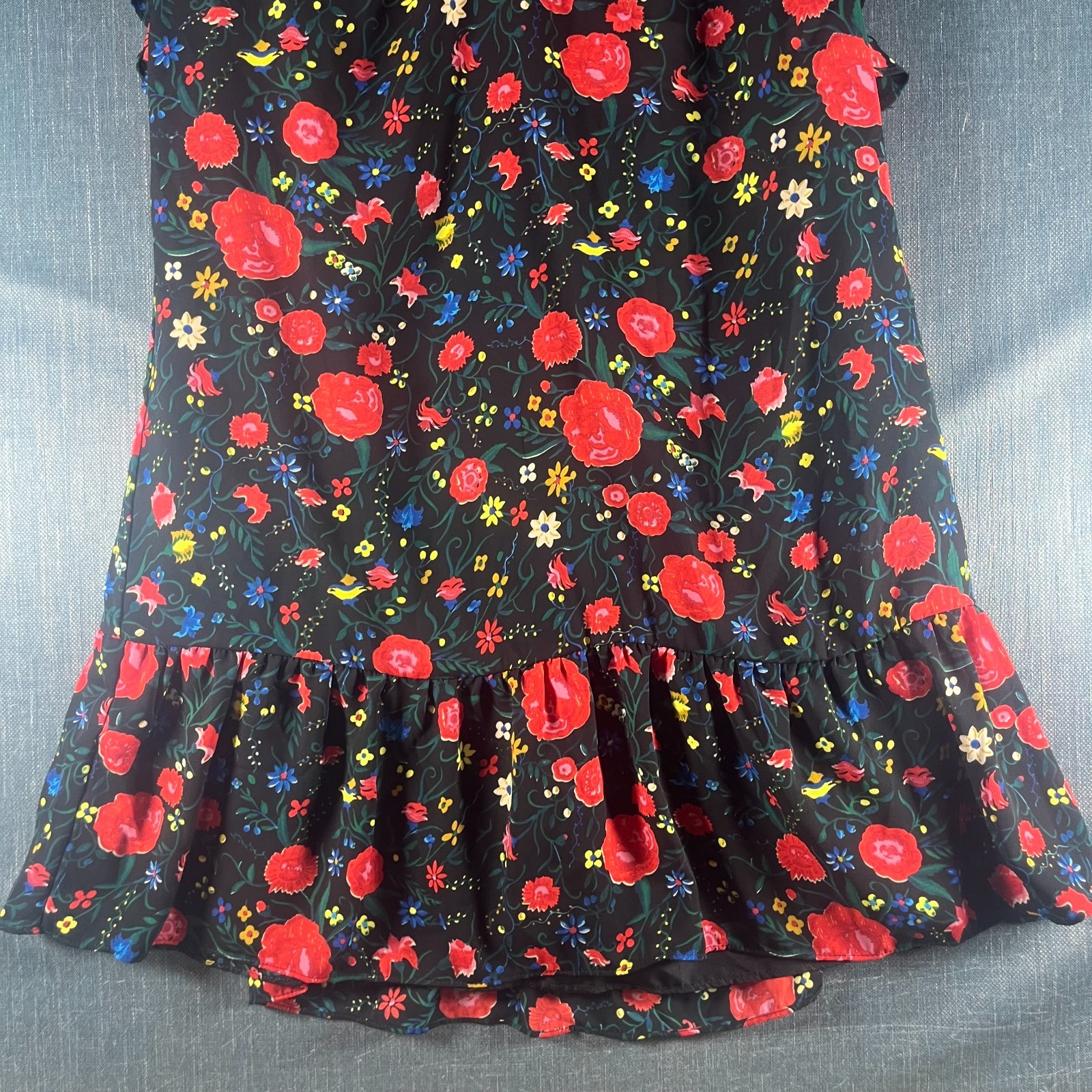 J.Crew Womens Flutter Dress Size S Multicolor Printed Keyhole Neck Peplum Hem
