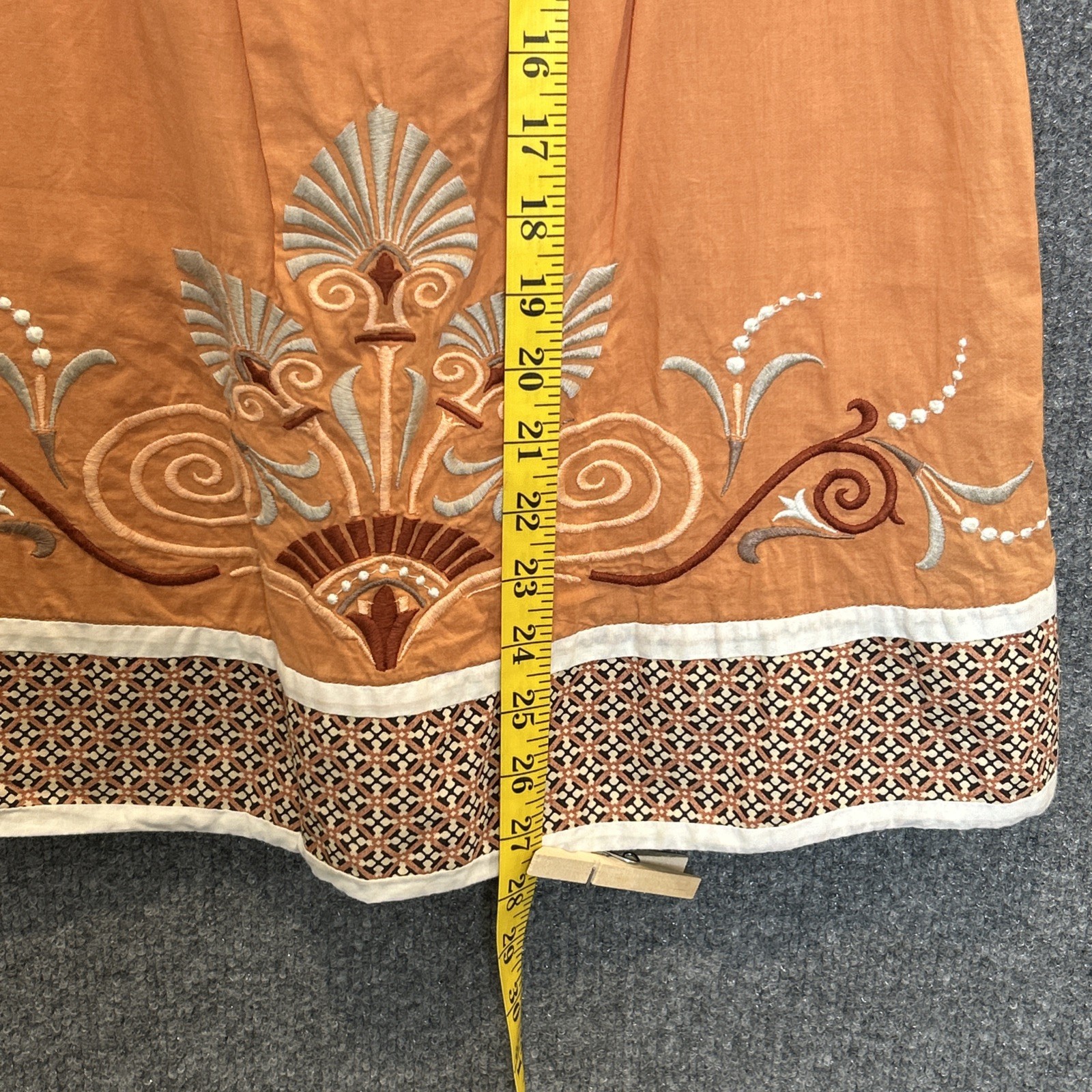 Lulumari Mandarin Orange Women’s Embroidered Midi dress Boho Chic Beach EUC