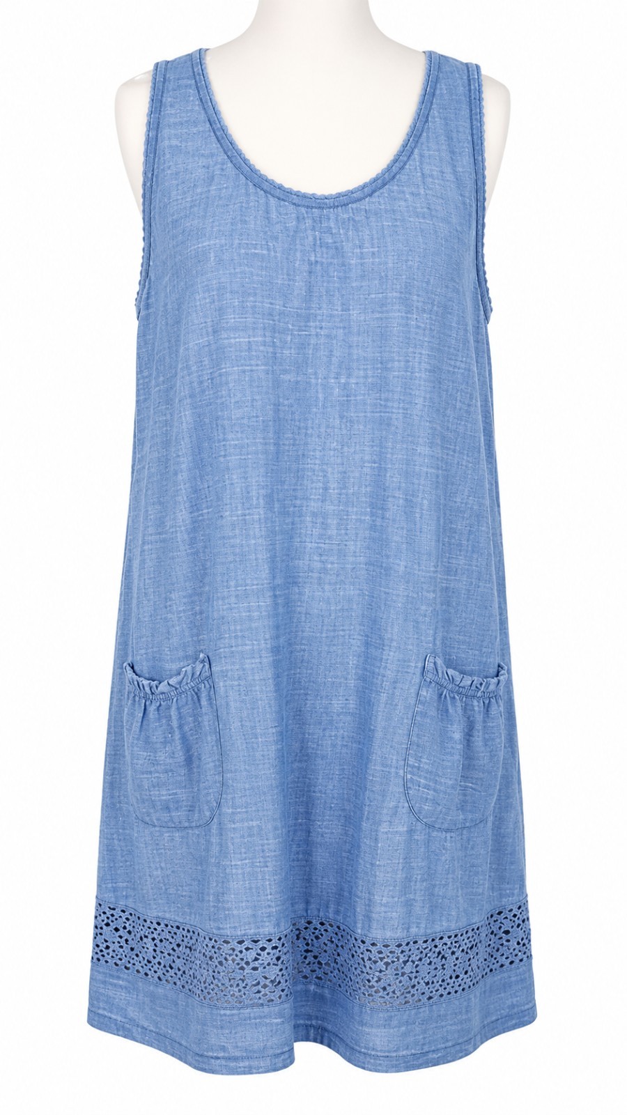 Simply Be Chambray Dress Size 18 Sleeveless Embroidery Anglaise