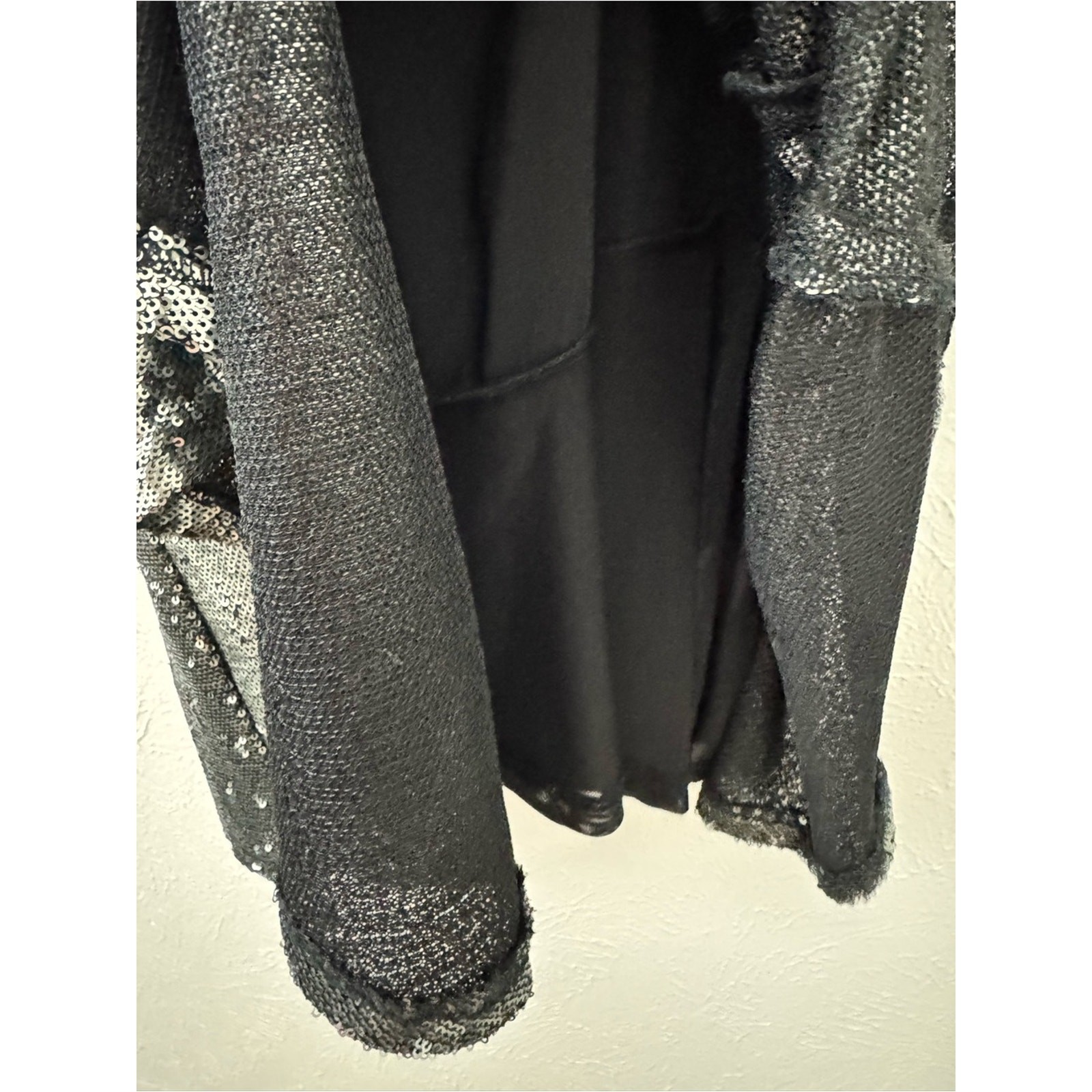 Free People Sequin Mini Dress Size Medium Silver Black Batwing Flawed AS-IS