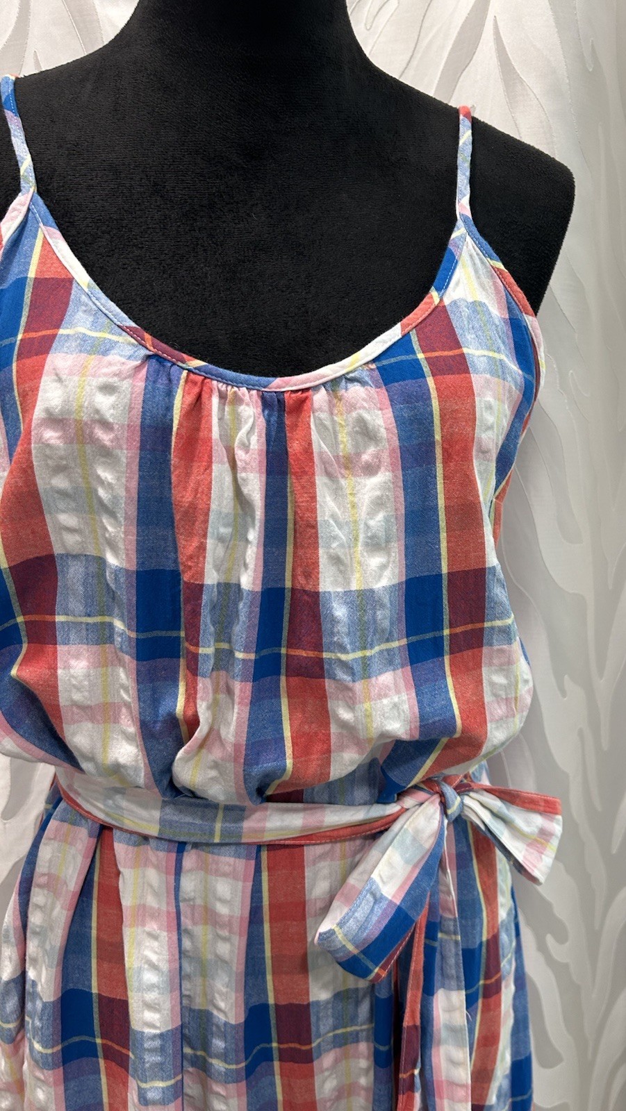 Peyton & Parker RWB Shirred Back 3 Tier Tie Belt Midi Sundress Size L