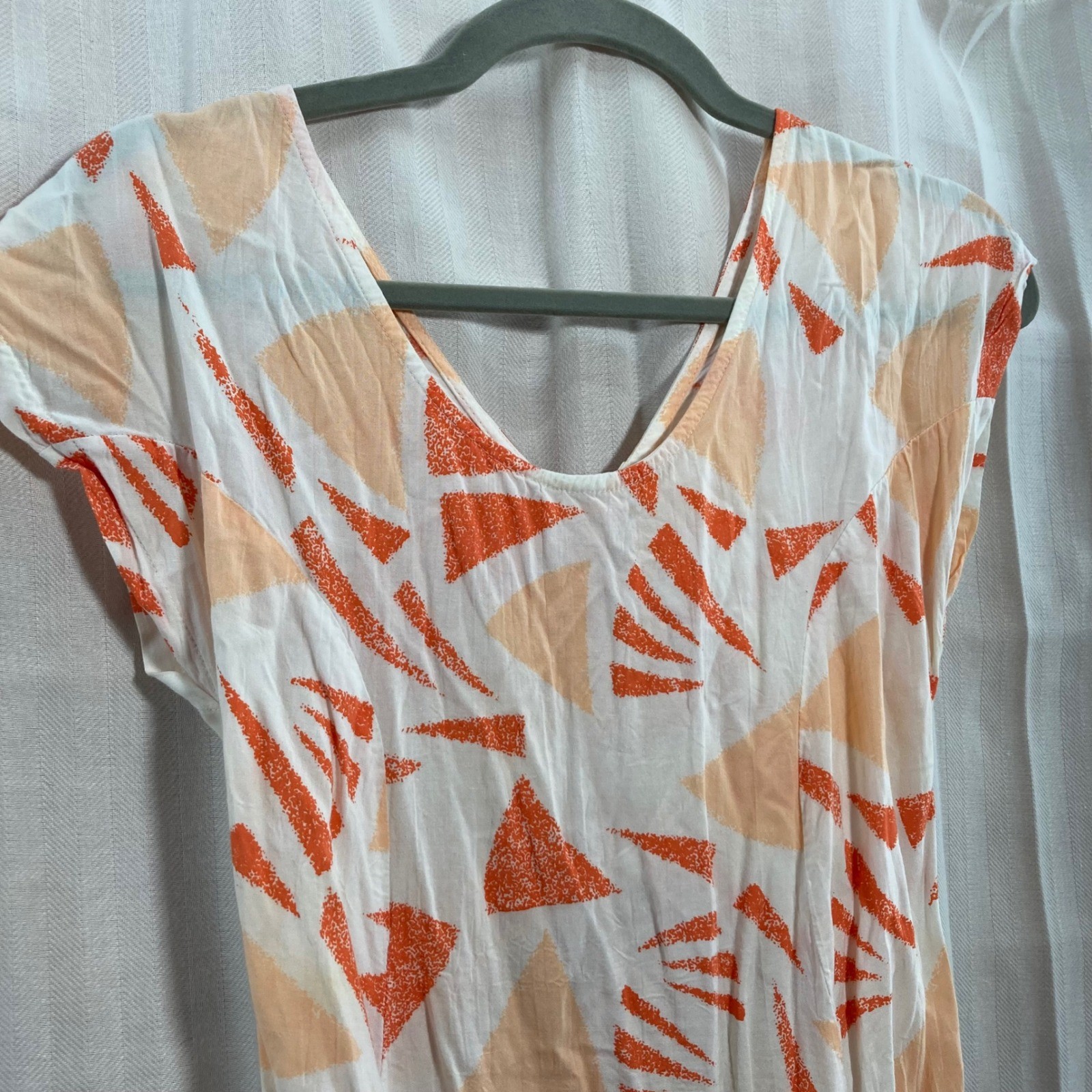 Love Lives Orange Geometric Print Lace Up Back Midi Dress Women’s M Resortwear