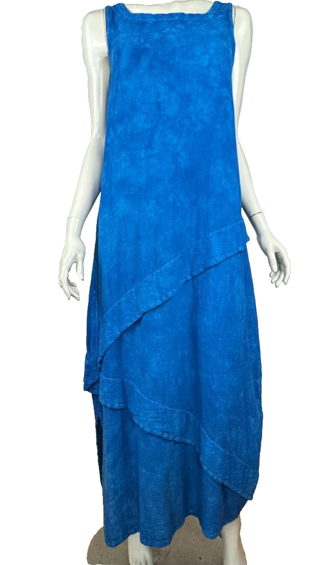 Oh My Gauze! Maxi Dress Women 1 S/M EUC Cotton Layered Sleeveless Square neck