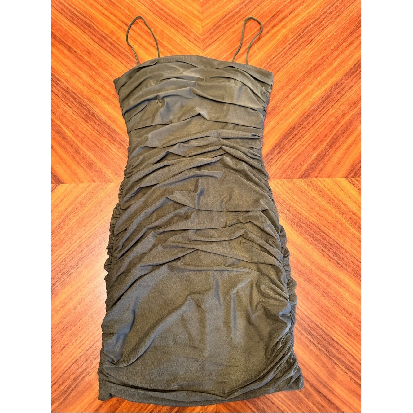 Princess Polly Olive Bodycon Ruched Mini Dress Size 6