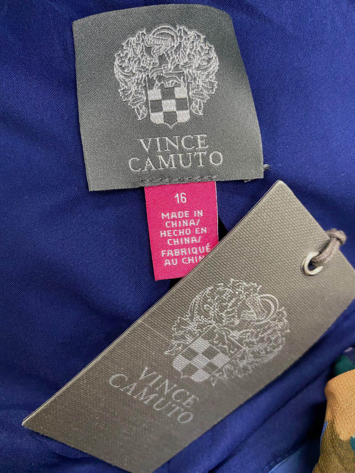 Vince Camuto Women’s Blue Printed A-Line Dress Size 16
