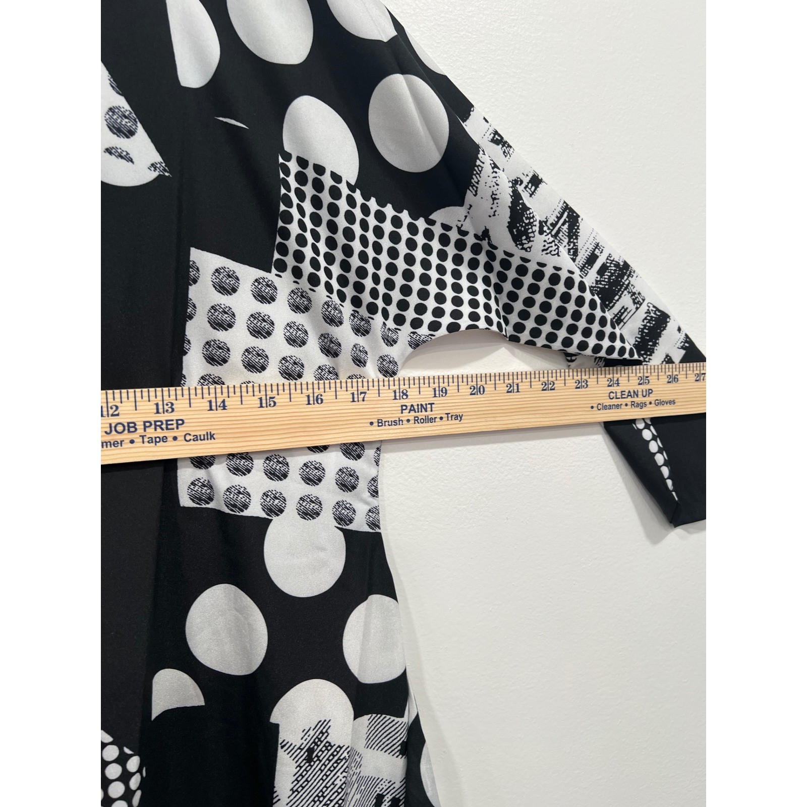 CAARA Midi Dress Womens Medium Black White Polka Dot Tie Waist ModiChic Office