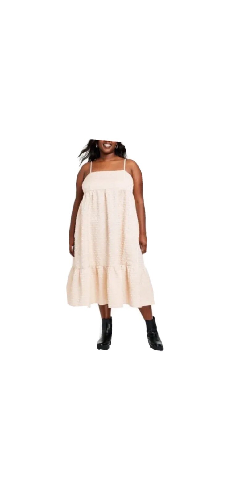 Kika Vargas x Target Midi Dress Textured Empire Waist Cream Women Sz 1X NWT
