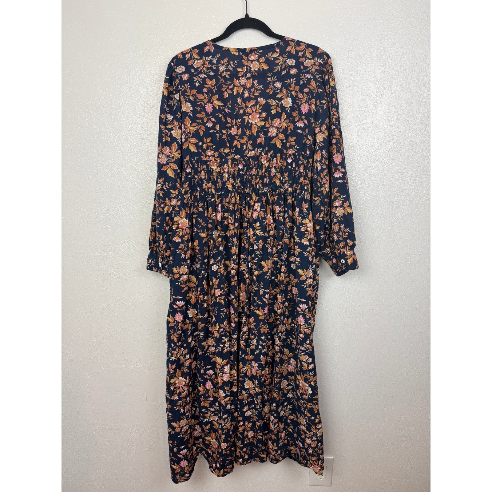 Mille Resort Camille 100% Cotton Smocked Midi Dress Montmarte Floral Large