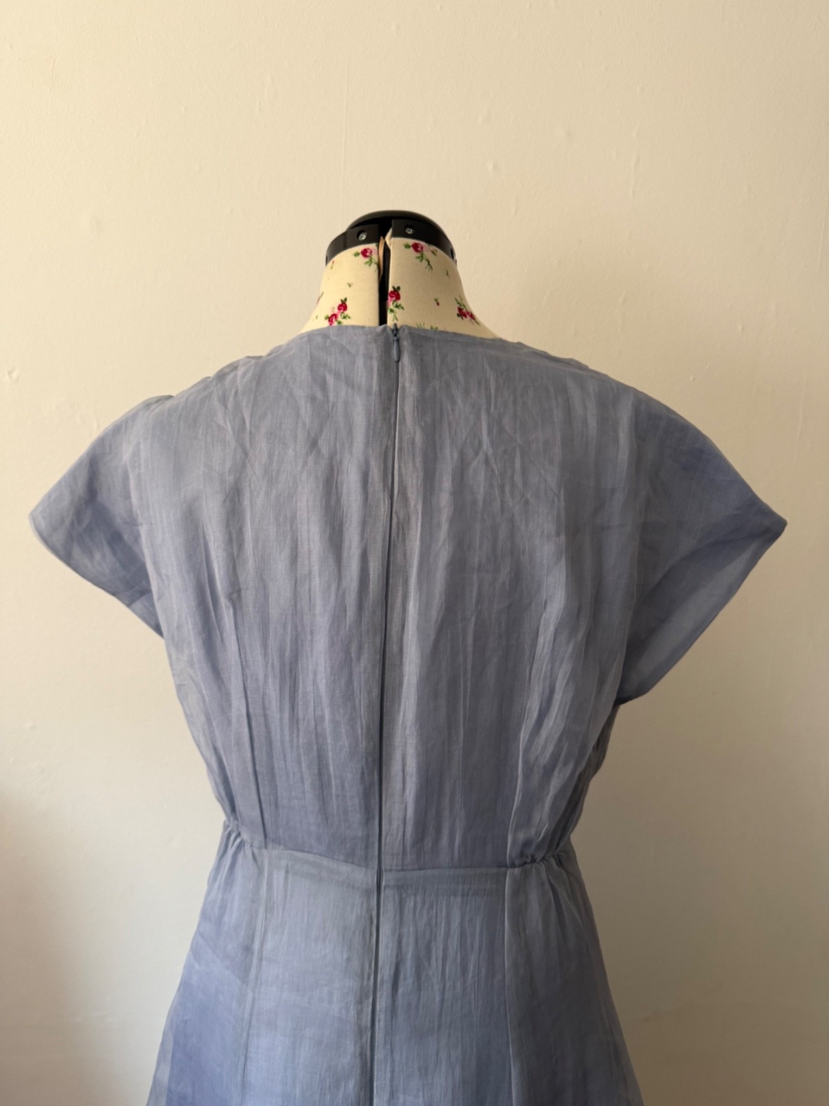 Nancy Mac 100% Pure Silk Dress Size 2 UK 8–10 Blue Shimmer Occasion Midi Dress