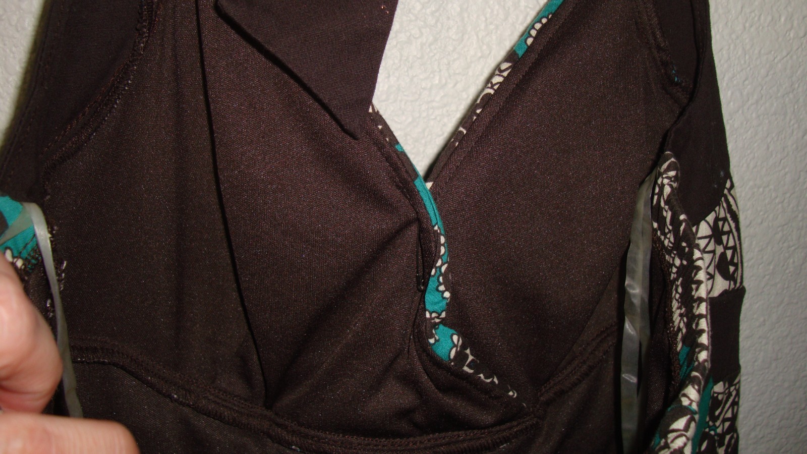 Ruby Rox Brown Teal Tan Mosaic Halter Fit & Flare Dance Dress Juniors Size 11
