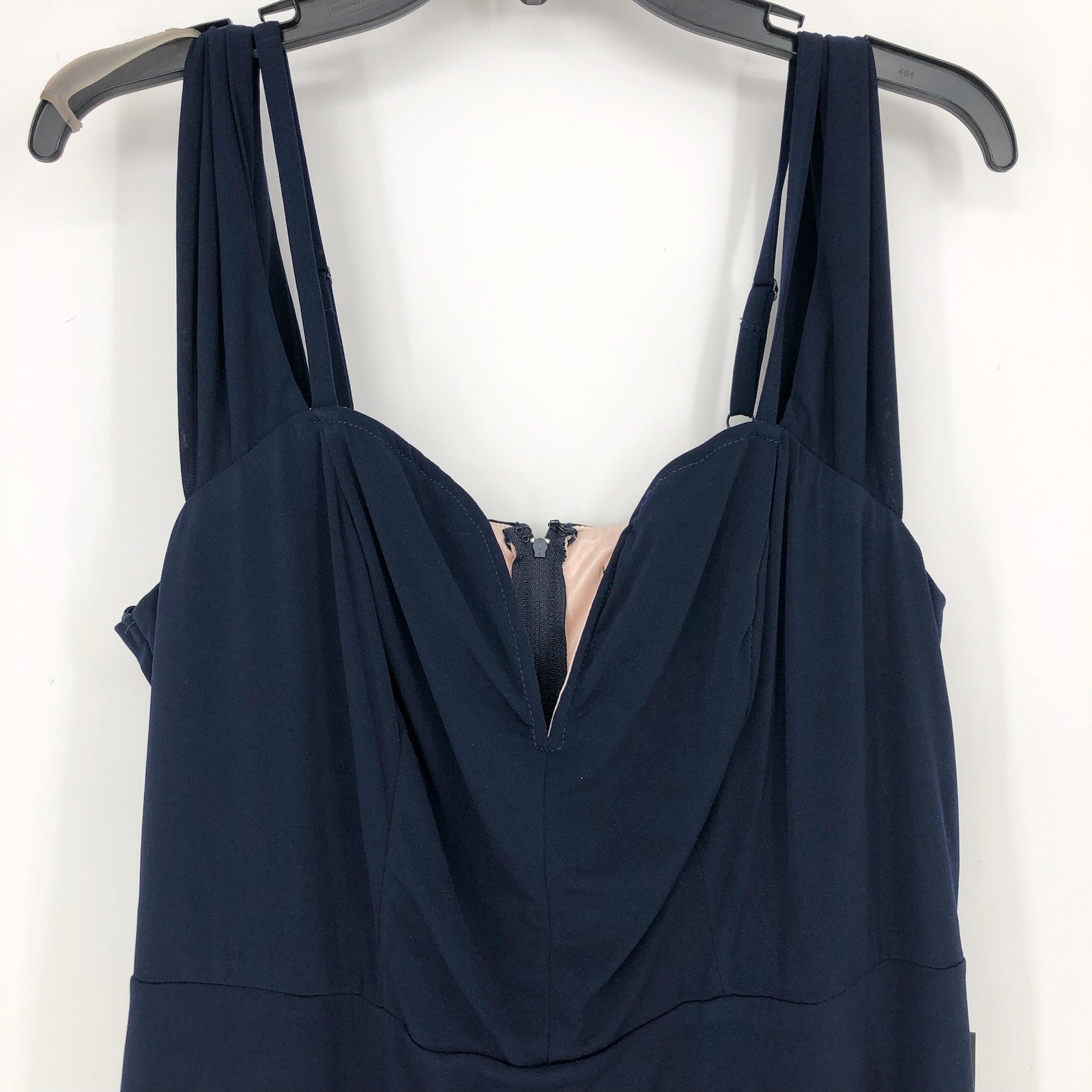 CITY STUDIO Trendy Off-The-Shoulder Slit Gown 16W Navy Blue Rose Pink NWT