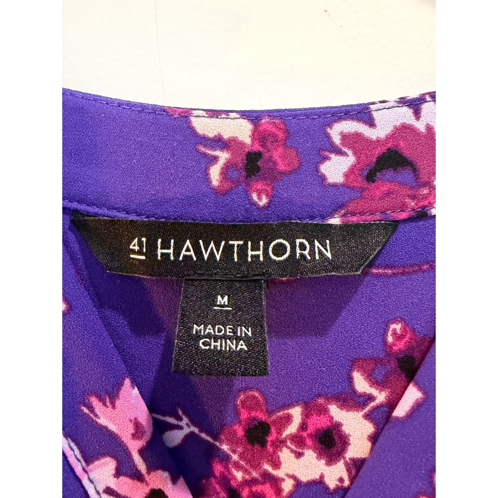 41 Hawthorn Purple Floral Flutter Sleeve Elastic Waist Dress WGW70258 Medium