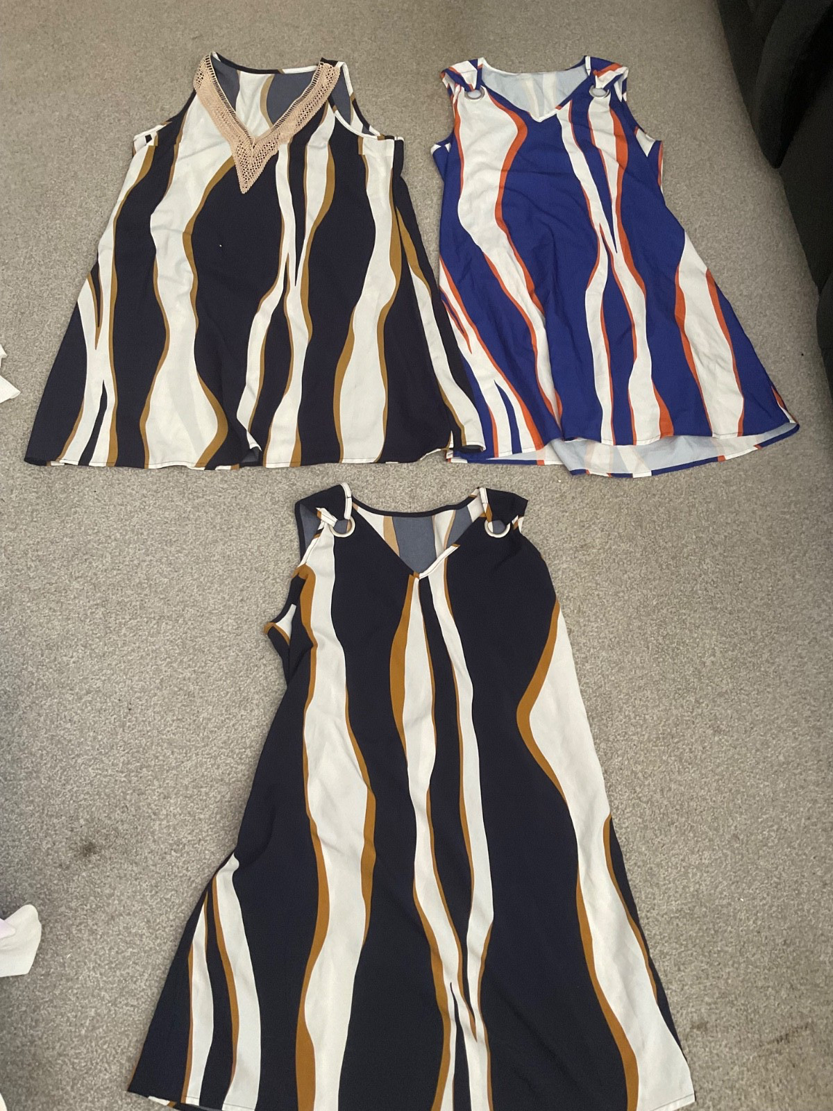 summer dress, sleeveless x 3, navy blue, size 12-14, beach cover up, pool.