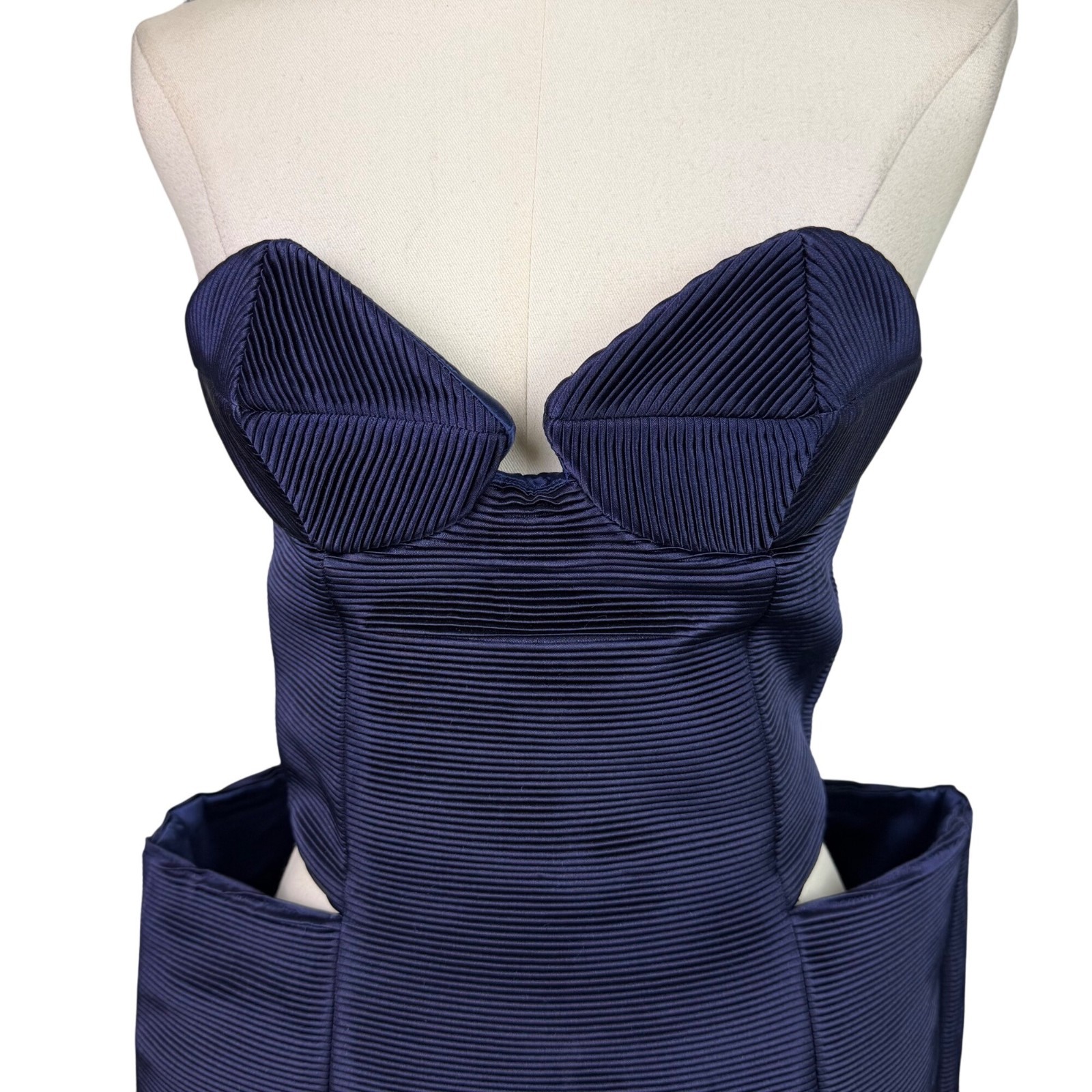 Hannah Marshall Navy Silk Strapless Mini Bustier Dress Elegant & Fitted Sz 6