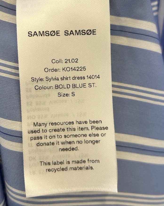 Samsoe Samsoe Silvia Striped Maxi Shirt Dress Bold Blue Size Small Relaxed