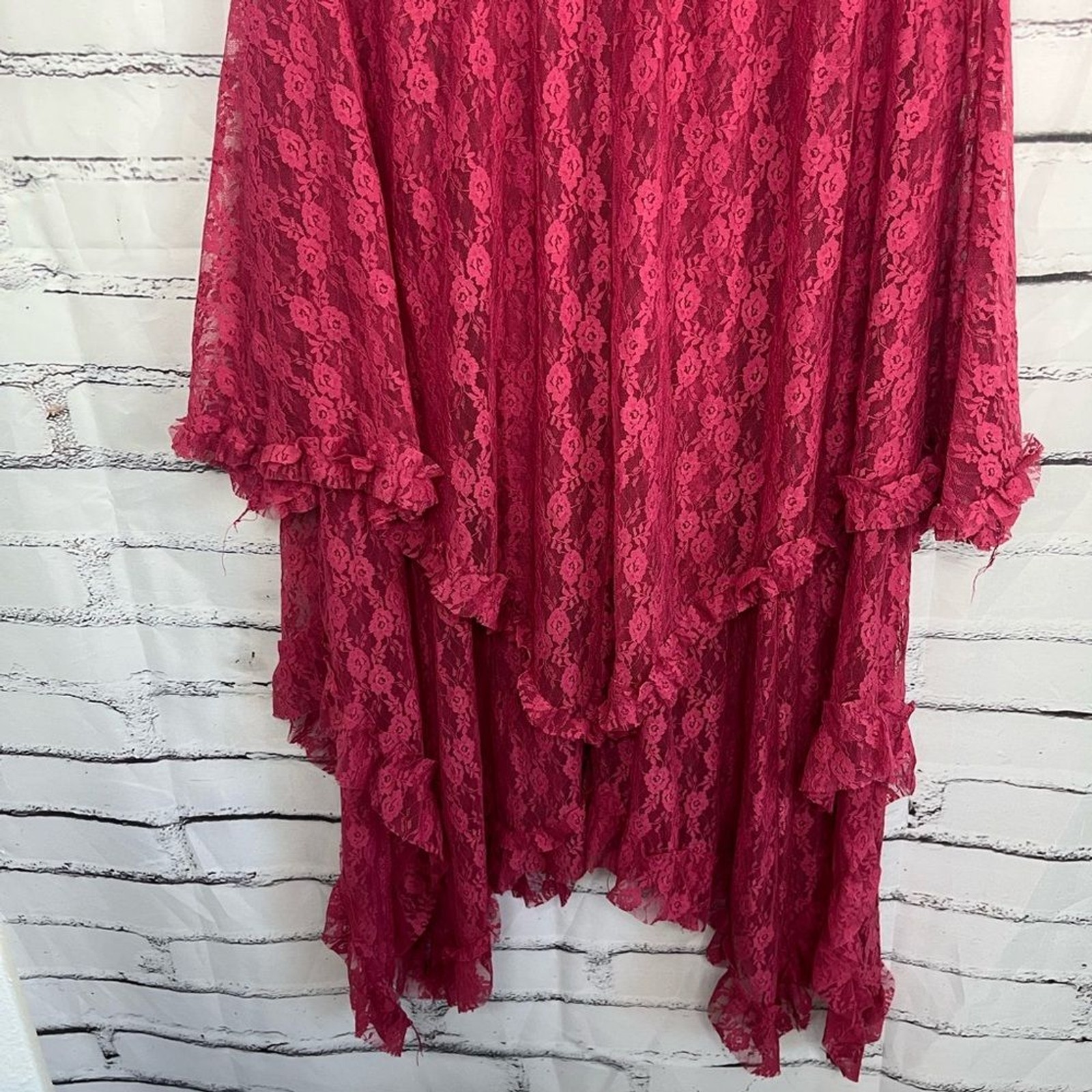 R.Vivimos Pink Lace Asymmetrical Midi Dress Women’s XL Deep V Sleeveless NWT