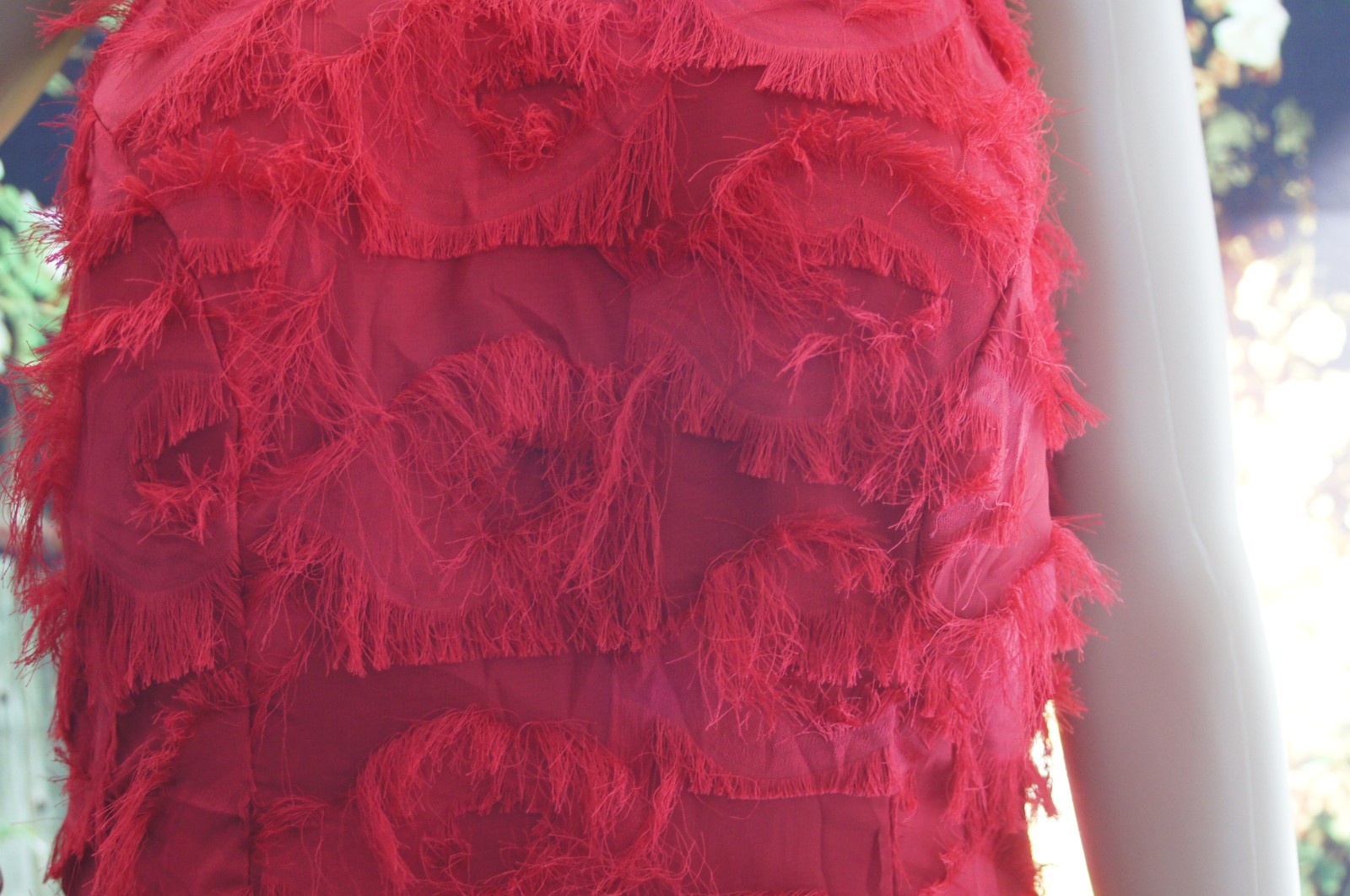 DEAT Red Eye Lash Material Halter Neck Gown size L (see measurements)