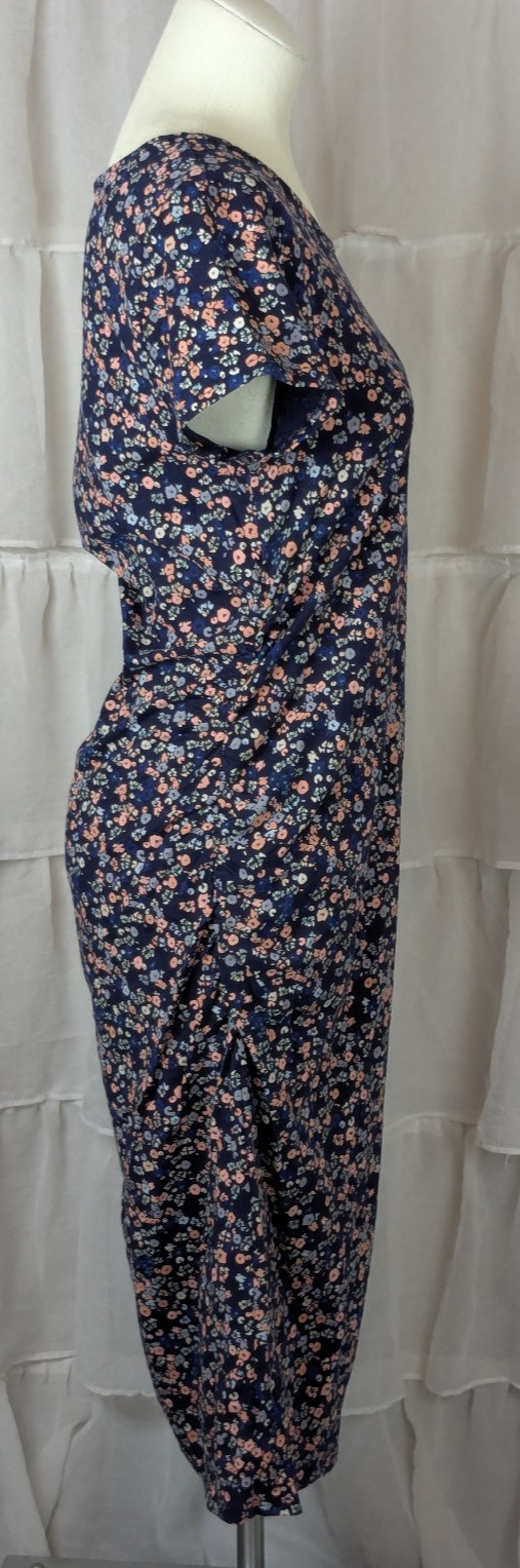 Isabel Maternity by Ingrid & Isabel Blue Floral Short Sleeve Midi Dress L NWT