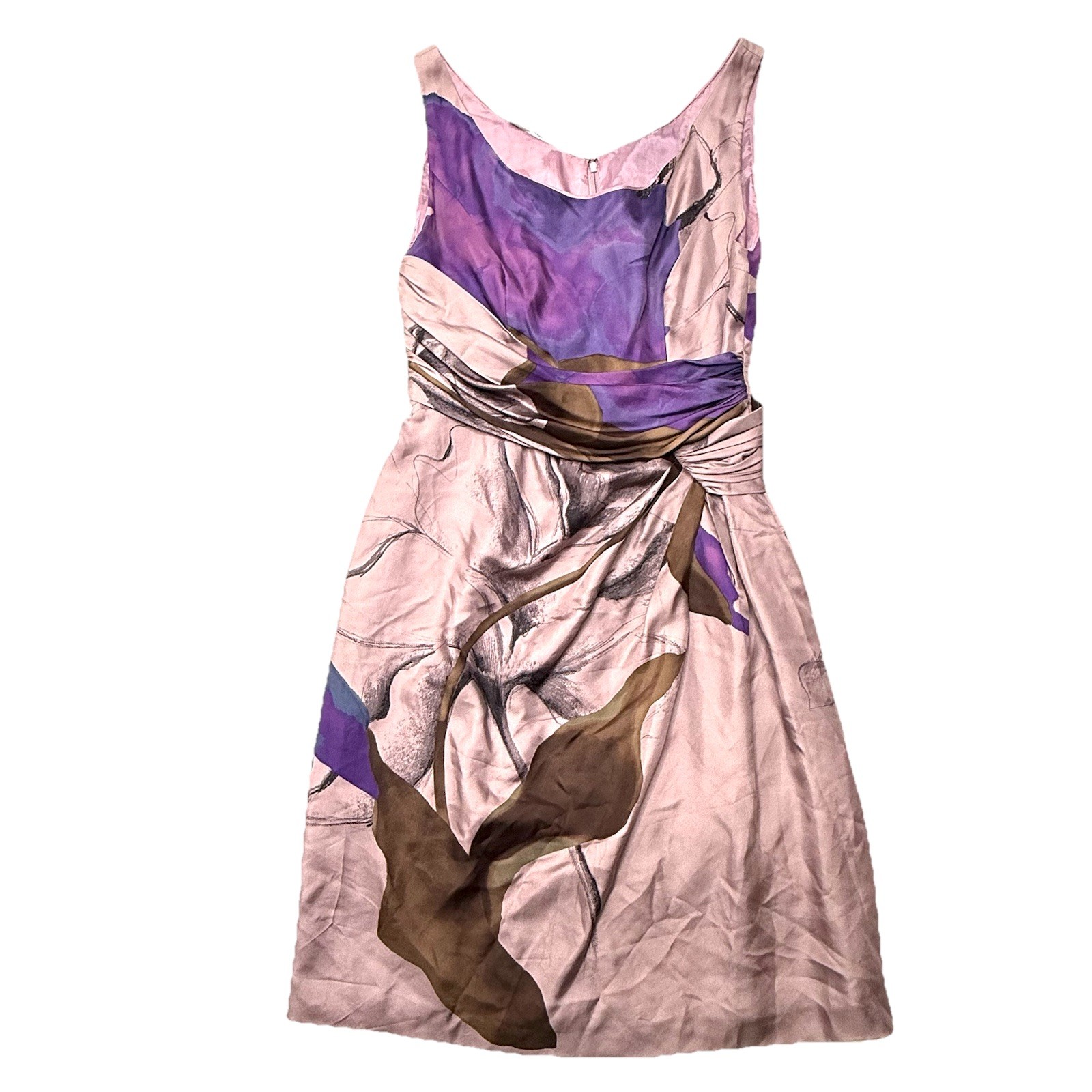 Alberta Ferretti Pink Dress 100% Silk Sleeveless Midi Italy Italian Floral US 8