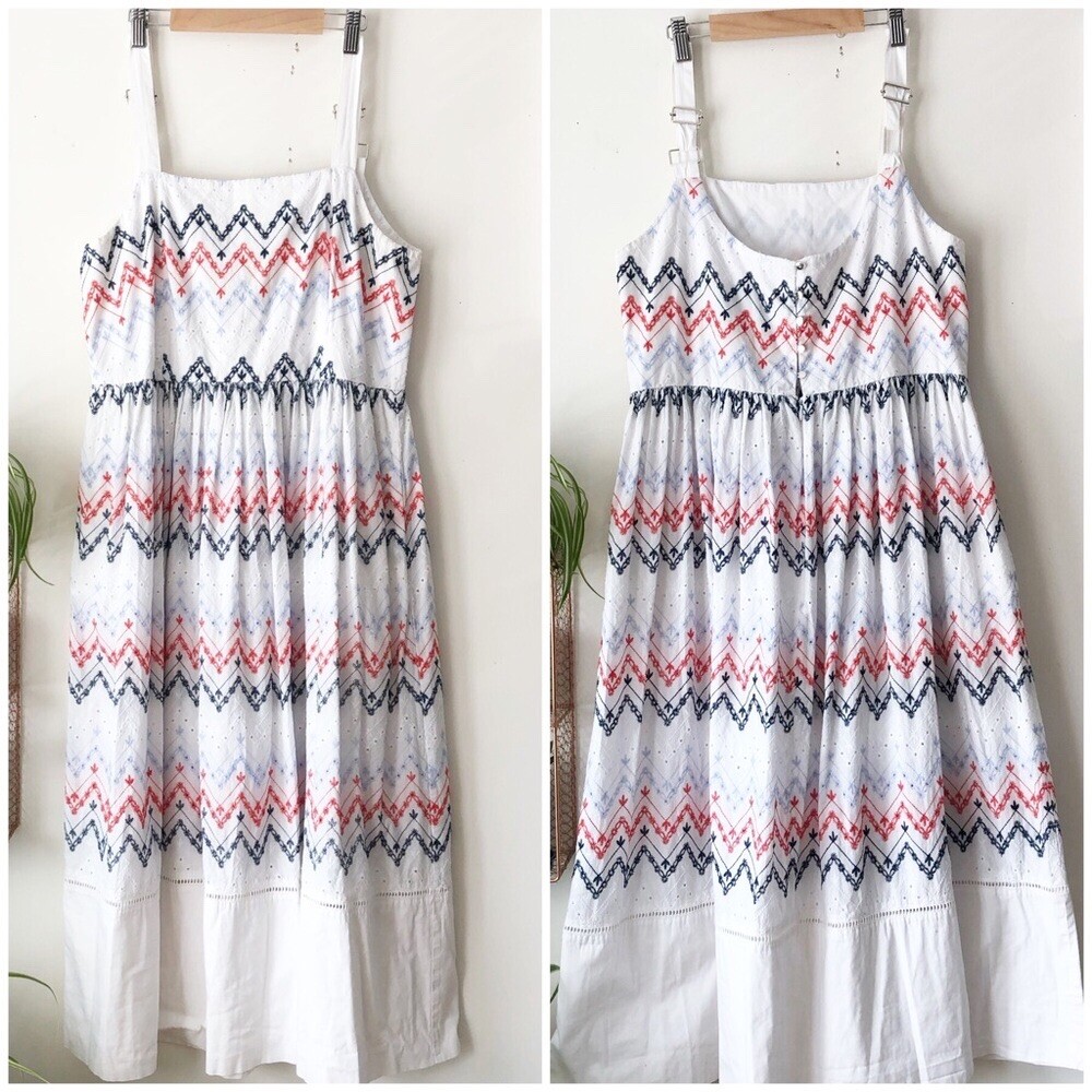 Sabina Musayev White Zig Zigzag Embroidered Fiji Dress With Pockets